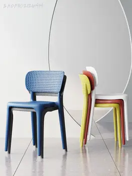 Пластиковый стул со спинкой обеденный стол и стулья утолщенные простой современный пластиковый стул письменный стол для учебы домашний скандинавский обеденный стул