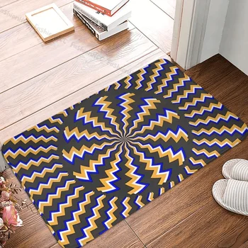 Нескользящий коврик Illusion Сине-желтый коврик для ванной, кухонный коврик, приветственный ковер с фланелевым рисунком, декор