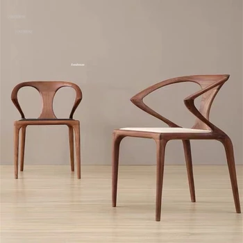 Обеденные стулья из массива дерева в скандинавском стиле, Кухонная мебель, Роскошный обеденный стул в стиле ретро, Дизайнерский стул со спинкой, Кресла для домашнего кабинета,
