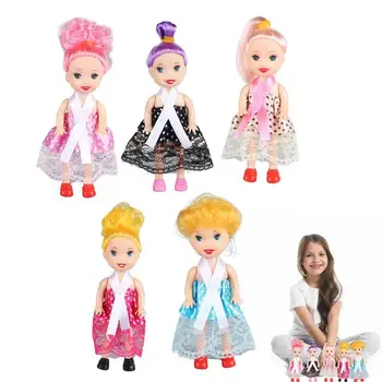 Шт 11 см Кукла-девочка Игрушка Случайная доставка Маленькая кукла в платье и туфлях Милые американские куклы Игрушки для детей для девочек