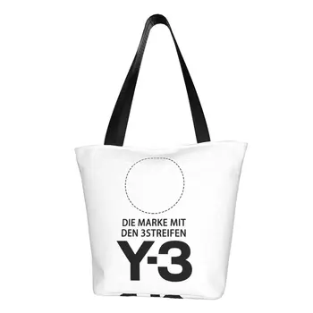 Сумка для покупок с модным принтом Yohji Yamamoto, многоразовая холщовая сумка для покупок через плечо
