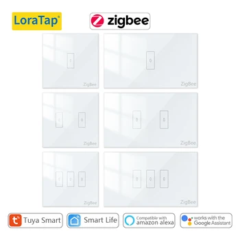 LoraTap EU / US Tuya ZigBee 3.0 Light Crystal Закаленный Панельный Выключатель Smart Life App Remote Control от Alexa Google Home