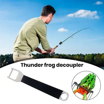 Съемник крючков Thunder Frog с кольцом для защиты от потери, удобный захват, нескользящий инструмент для отцепления из нержавеющей стали, рыболовные снасти