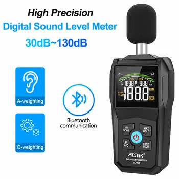 Цифровой измеритель уровня звука 30 ~ 130 дБ Децибел Аудиоизмерительный прибор Ручной Детектор Децибел с Bluetooth-связью
