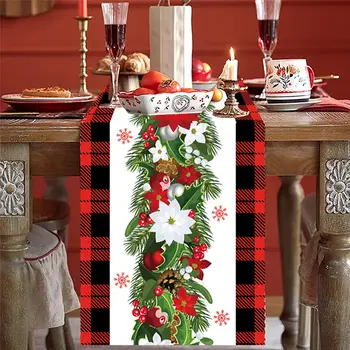 Веселая Рождественская настольная дорожка, Рождественский орнамент, декор, принадлежности для новогодних праздников, свадебное украшение для дома, крышка для обеденного стола