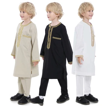 Одежда для подростков, мальчиков 4-12 лет, Фолк-Тобе Kids 2023, Национальные топы и брюки, Детский арабский комплект одежды из 2 предметов, Летний Рамадан Тауб