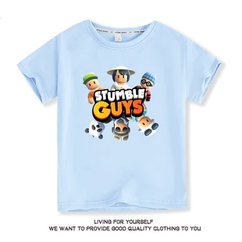 Футболки Stumble Guys Для мальчиков и девочек, Топы с мультяшными животными, Повседневная модная детская одежда, Harajuku, Детские футболки с играми Stumble