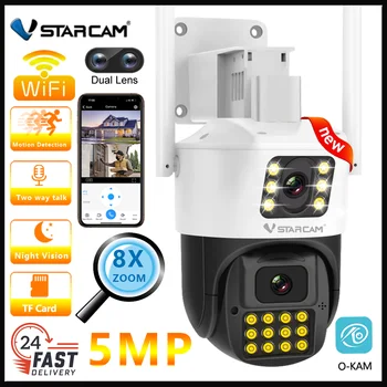 Vstarcam 5-Мегапиксельная Умная Двухобъективная Wifi IP-Камера Наружного Автоматического Отслеживания Беспроводной Камеры Безопасности 360 ° Угловая PTZ Камера Видеонаблюдения