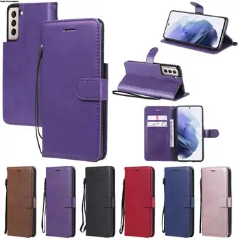 Роскошный Бумажник Флип-Чехол Для Samsung Galaxy S21 Plus 5G Cover Кожаный Однотонный Магнитный Чехол funda S21Plus SM G996B С Ремешком Для Телефона