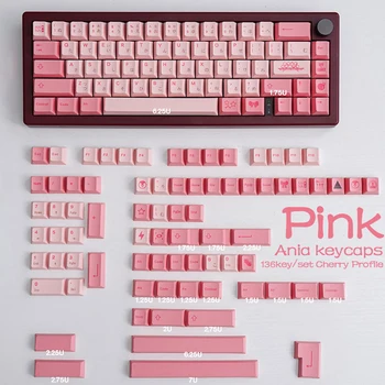 LUCKY-Pink Ania 136Keys/Набор Клавишных Колпачков PBT DIY Custom Cherry Profile KeyCap для механической клавиатуры MX Switch Game