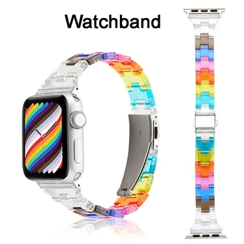 Красочный Ремешок для часов из смолы, Акриловый Ремешок Glacier для Apple Watch Ultra Band 49 мм 45 мм 44 мм 39 мм 40 мм / Браслет для iWatch 8 7 6 5 4