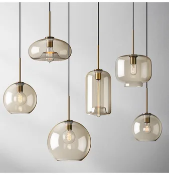 Подвесной светильник Nordic Industrial LED Glass Simplicity Подвесной лофт для домашнего декора Светильники для кухни Потолочный светильник для ресторана