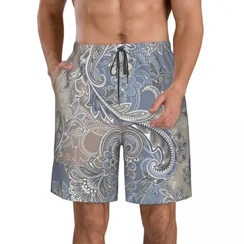 Летние мужские шорты с 3D-принтом Пейсли, пляжные гавайские домашние шорты с завязками для отдыха