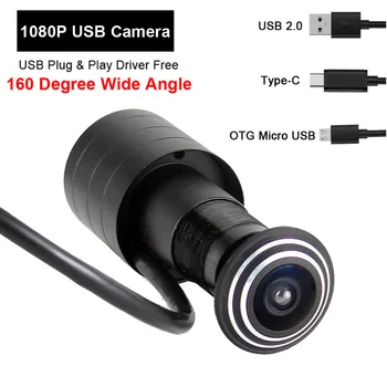 HD 1080P Type C OTG Micro USB Дверной Глазок Камера USB 2.0 160-Градусный Широкоугольный Объектив Мини-Камера Безопасности с Дверным отверстием 