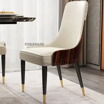 Современные обеденные стулья из искусственной кожи для кухонной мебели, обеденные стулья со спинкой, Роскошное обеденное кресло для гостиной, Вилла, отель