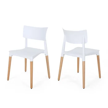 Бесплатная доставка по США, Современные пластиковые обеденные стулья Noble House Beeman, Набор из 2-х, прочные и долговечные, 1,60 X 1,56 X 2,60 фута