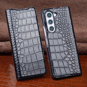 Роскошные чехлы для телефонов из натуральной кожи с магнитной застежкой Lluxury для Samsung Galaxy Z Fold5, чехол-кобура с подставкой Fold5, чехол-подставка для 5 ног