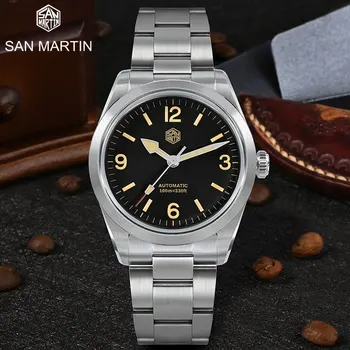 Мужские спортивные часы San Martin Top 36mm Fashion Explore NH35 Man Dress Автоматические механические наручные часы Sapphire 10Bar BGW-9 Luminous
