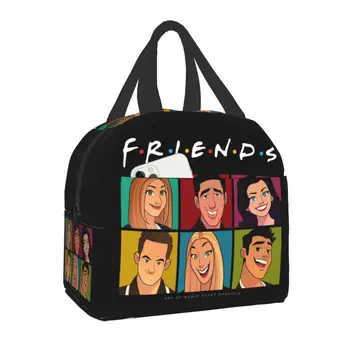 Сумка для ланча с героями мультфильмов Аниме Friends, Женская сумка-холодильник, Теплый Изолированный Ланч-бокс для детей, Переносные сумки для хранения продуктов питания для школьников