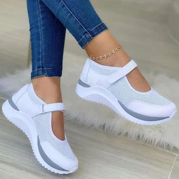 Новые кроссовки, женские легкие Сетчатые сандалии на платформе, обувь с вырезами, Дышащая Спортивная обувь, Женская Zapatillas Mujer