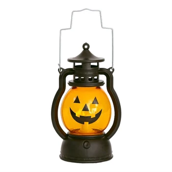 Лампа в виде тыквы на Хэллоуин, призрачная лампа, свеча ужасов, светодиодная лампа, ретро Маленькая масляная лампа, реквизит для ужасов, украшения для Хэллоуина для дома