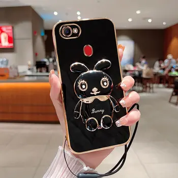 Чехол для телефона Oppo F7 с роскошным квадратным держателем в виде кролика с покрытием Landyard Case Cover