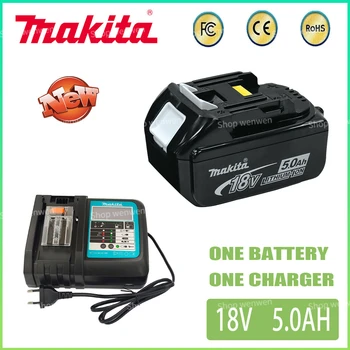 Makita 100% Оригинал 18 В 5,0 Ач Со светодиодной литий-ионной заменой BL1850 BL1860B BL1860 Аккумуляторная батарея для электроинструмента Makita