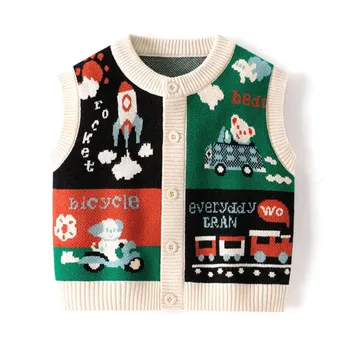 От 1 до 8 лет, одежда для маленьких мальчиков и девочек, осенне-зимний вязаный свитер, кардиган на бретелях для малышей, детское трикотажное пальто, наряд