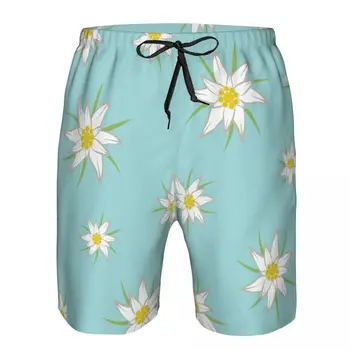 Мужские пляжные короткие шорты для плавания Edelweiss Flowers для серфинга, спортивные шорты для серфинга, купальники