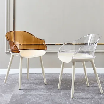 Пластиковый стул для ужина в гостиной, акцент для отдыха, Индивидуальные ресторанные стулья, шезлонги с цокольной спинкой, мебель для гостиной WXH30XP
