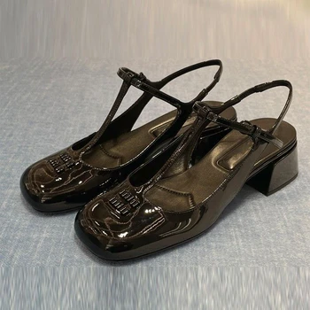 Miu Baotou/ Босоножки; Женская Летняя обувь 2023 Года; Новая Мода; Темперамент; Дикая Мэричжэнь; Легкие Тонкие туфли на высоком каблуке; Женская обувь