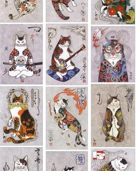 Плакат с Котом-самураем, Декоративная картина, Японский ресторан Izakaya, Суши, Рамен, Якинику, Интерьер