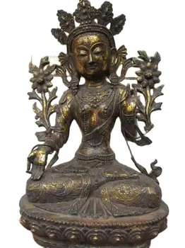 19 Храм тибетского буддизма, бронзовая, медно-белая статуя Будды Тара Кван-инь Гуань-Инь