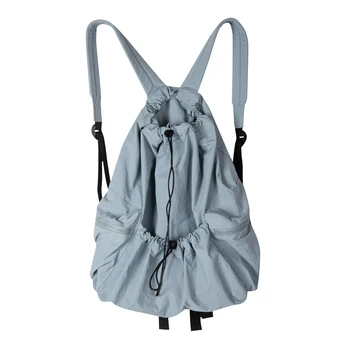 Женский рюкзак для спортзала на шнурке, модный женский рюкзак для путешествий, нейлоновая легкая спортивная сумка через плечо с рюшами на открытом воздухе