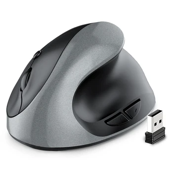 Беспроводная мышь 2.4G, эргономичная мышь для компьютерного офиса, мышь с вертикальной рукояткой, Бесшумная мышь для компьютера, ноутбука, серебристо-серая