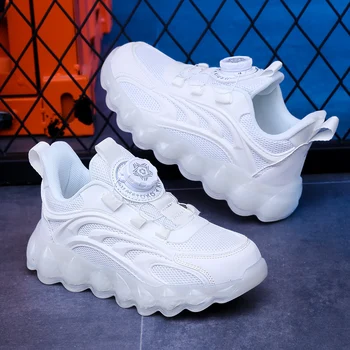 Детская белая школьная обувь Лето-осень Для мальчиков и девочек, легкие спортивные кроссовки для бега, повседневные кроссовки для школьников, прогулочный теннисный тренажер