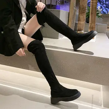 Женские ботинки, Новинка 2023 года, Осенняя обувь на плоской подошве, Роскошные дизайнерские женские резиновые сапоги выше колена, модные холщовые ботинки на шнуровке, Ro