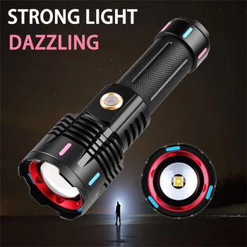 Персональный походный тактический фонарик с высокой перезаряжаемостью, мощные фонари, светодиодная подсветка, Usb 18650, батарея для самообороны Ultra
