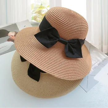 Новая мода простая девушка шляпа от Солнца с широкими полями, флоппи летние шляпы для женщин пляж купола сплести ведро шляпа тени для женщин шляпа шапки