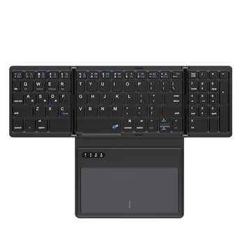 Бесшумная мини-складная Bluetooth-совместимая клавиатура для iPad Android Windows iOS Телефон Планшет Беспроводная клавиатура с сенсорной панелью