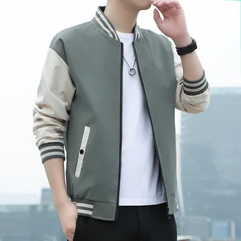 Весенне-осенняя мужская бейсбольная куртка со стоячим воротником, повседневные куртки и пальто в корейском стиле, мужская приталенная куртка-бомбер 5XL