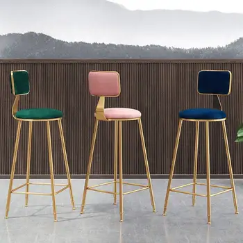 Золотой Дизайнерский табурет, Современные Европейские Роскошные Барные стулья для отдыха, Минималистичные табуреты со спинкой, Мебель для салона Altos Cocina
