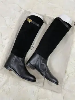 Женские ботинки Тренд 2023, Роскошный бренд Santia, Черные сапоги на высоком каблуке, Зимние Женские ботинки с круглым носком