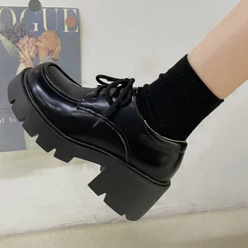 Форменная обувь, маленькие кожаные туфли, Британская девушка, Японская Дикая Черная обувь Мэри Джейн в стиле ретро, обувь на платформе в стиле Лолиты