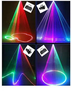 Полноцветный светодиодный лазерный проектор мощностью 1 Вт с дистанционным управлением, шоу сценических эффектов, ди-джей, Свадебный банкетный зал, освещение дискотеки, вечеринка