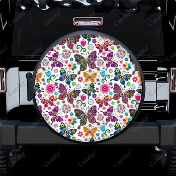 Чехол для запасного колеса автомобиля с Богемным принтом бабочки, водонепроницаемое украшение для колес, защита для автомобиля, грузовика, внедорожника, прицепа для кемпинга 14-17 дюймов