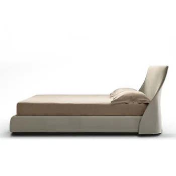 Минималистичная современная кожаная спальня, минималистичная тканевая кровать, двуспальная кровать 1,8 м, дизайнерская кожаная