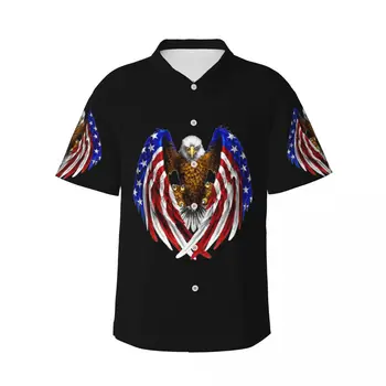 Мужская рубашка с короткими рукавами, футболки с изображением орла, американского флага, футболки-поло, топы
