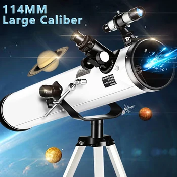 Профессиональный Астрономический Телескоп Космического Ночного Видения Калибра 114 мм с Высоким Увеличением 35X-875X Мощный Лунный Бинокль