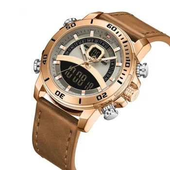 Светящиеся водонепроницаемые мужские наручные часы с кожаным ремешком Будильник с дисплеем календарной недели Роскошные модные кварцевые часы для мужчин